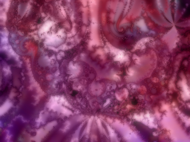 A chaotic mix of swirling, sparkling Xaos and Apophysis fractals in shades of pink, burgundy, purple, and lavender.